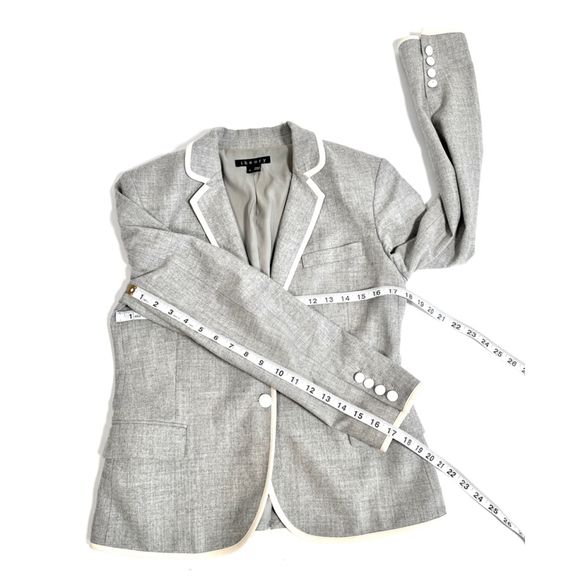 Theory Womans Blazer Wool Blend Gray Cream White RN 98406 - Picture 6 of 13